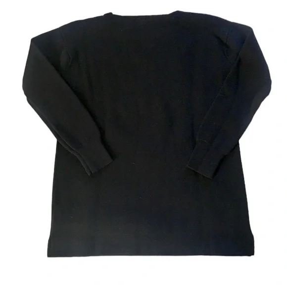 J.Crew 100% Merino Wool Leather Pocket Tunic Sweater Black Longline Style 02624 - Picture 8 of 16